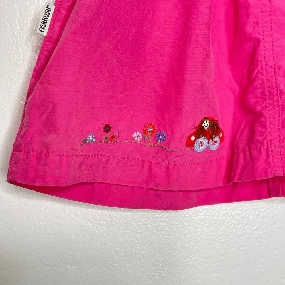 Osh Kosh B’Gosh Pink Embroidered Flowers Overall Dress Baby Girl Size 18 months